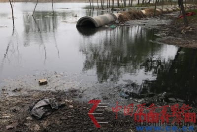 濟南達利在河道中另一個排口,河中的水已經(jīng)都變成了黑色。 濟南達利在河道中另一個排口,河中的水已經(jīng)都變成了黑色。